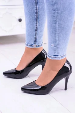 Buty Sergio Leone Sergio Leone Lakierowane Czółenka Szpilki Czarne Greca