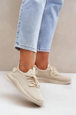 Damskie Boto Siateczkowe Wsuwane Buty Sportowe Damskie Beżowe Harice