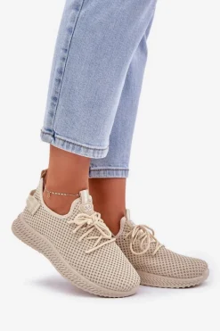 Damskie Boto Siateczkowe Wsuwane Buty Sportowe Damskie Beżowe Harice