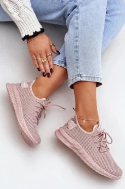 Hot Boto Siateczkowe Wsuwane Buty Sportowe Damskie Różowe Harice