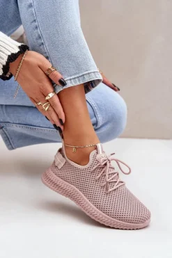 Hot Boto Siateczkowe Wsuwane Buty Sportowe Damskie Różowe Harice