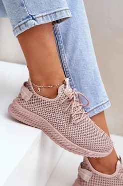 Hot Boto Siateczkowe Wsuwane Buty Sportowe Damskie Różowe Harice