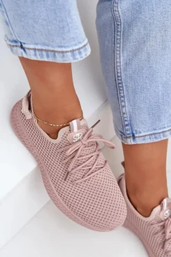 Hot Boto Siateczkowe Wsuwane Buty Sportowe Damskie Różowe Harice