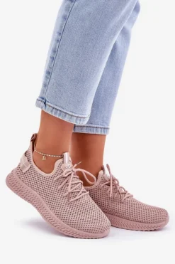 Hot Boto Siateczkowe Wsuwane Buty Sportowe Damskie Różowe Harice