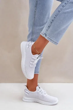 Boto Sneakersy Damskie*Siateczkowe Wsuwane Buty Sportowe Damskie Białe Harice