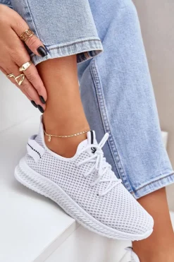 Boto Sneakersy Damskie*Siateczkowe Wsuwane Buty Sportowe Damskie Białe Harice