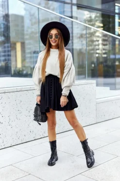 Boto Damskie Trapery|Botki Sznurowane*Skórzane Ażurowe Botki Czarne Menie