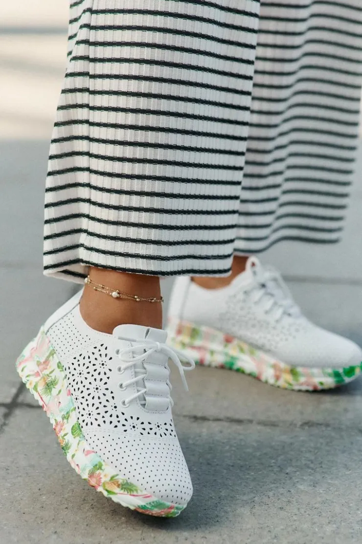 Damskie Artiker Skórzane Ażurowe Półbuty Damskie Na Koturnie 56C1532 Białe