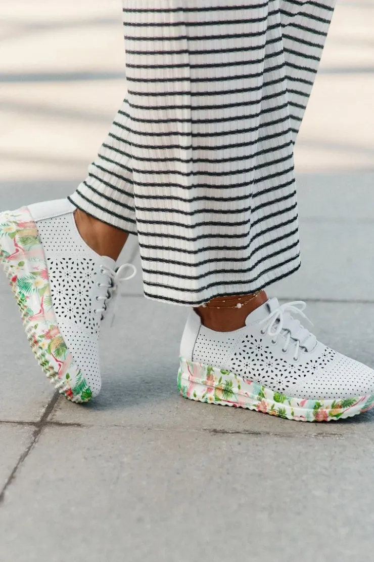 Damskie Artiker Skórzane Ażurowe Półbuty Damskie Na Koturnie 56C1532 Białe