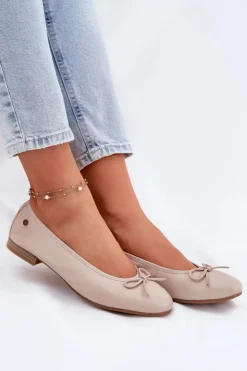 Maciejka Baleriny Skórzane|Baleriny Klasyczne*Skórzane Baleriny Damskie P6800-04 Beżowe Beżowy