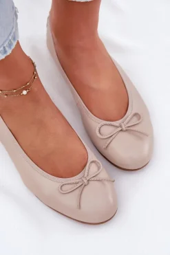 Maciejka Baleriny Skórzane|Baleriny Klasyczne*Skórzane Baleriny Damskie P6800-04 Beżowe Beżowy