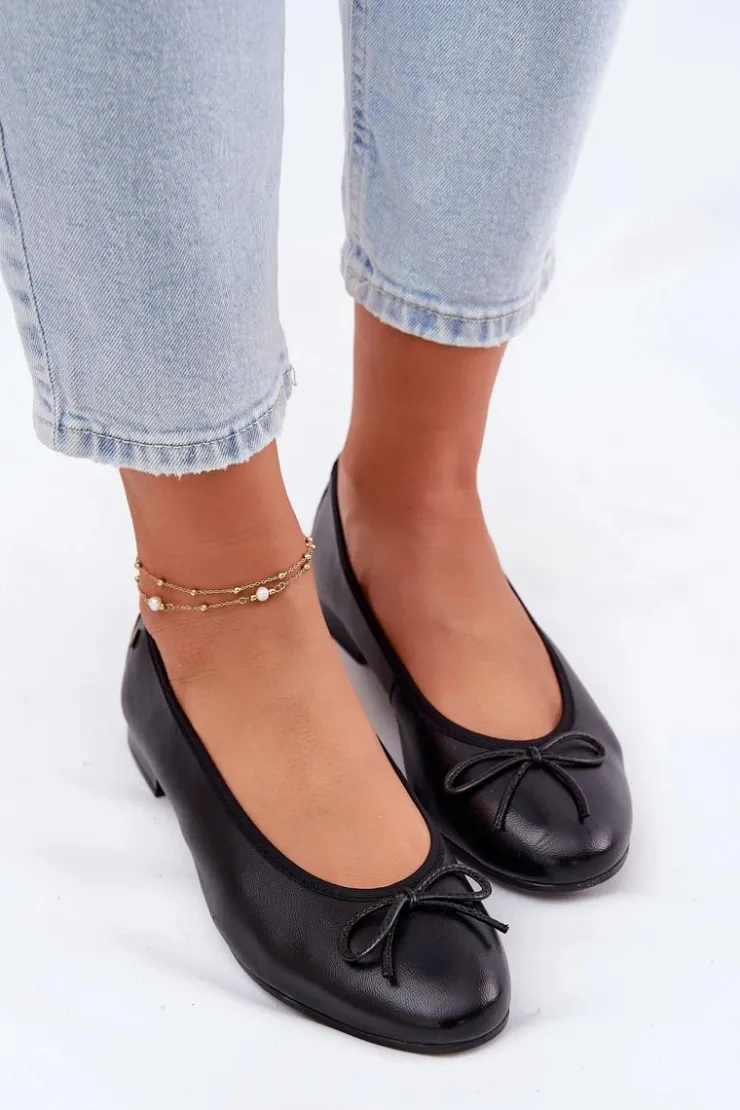 Damskie Maciejka Skórzane Baleriny Damskie P6800-01 Czarne