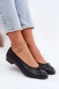Damskie Maciejka Skórzane Baleriny Damskie P6800-01 Czarne