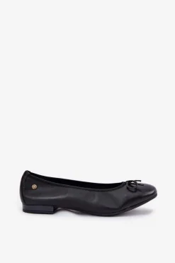 Damskie Maciejka Skórzane Baleriny Damskie P6800-01 Czarne