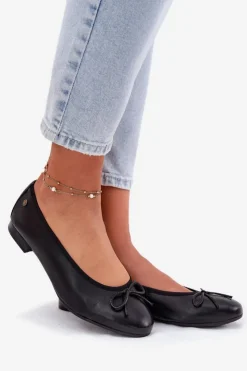 Damskie Maciejka Skórzane Baleriny Damskie P6800-01 Czarne