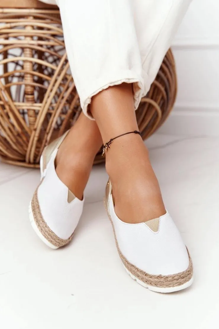 Maciejka Baleriny Skórzane|Baleriny Klasyczne*Skórzane Baleriny 05056-11 Biało-Złote