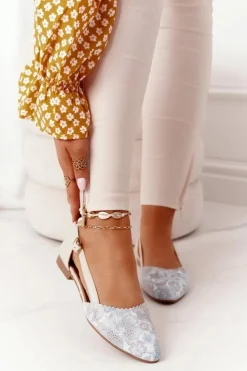 Damskie Maciejka Skórzane Baleriny 4972A-04 Beżowe