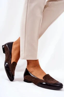 Damskie Monnari Skórzane Baleriny 0920-017 Brązowe