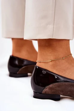 Damskie Monnari Skórzane Baleriny 0920-017 Brązowe