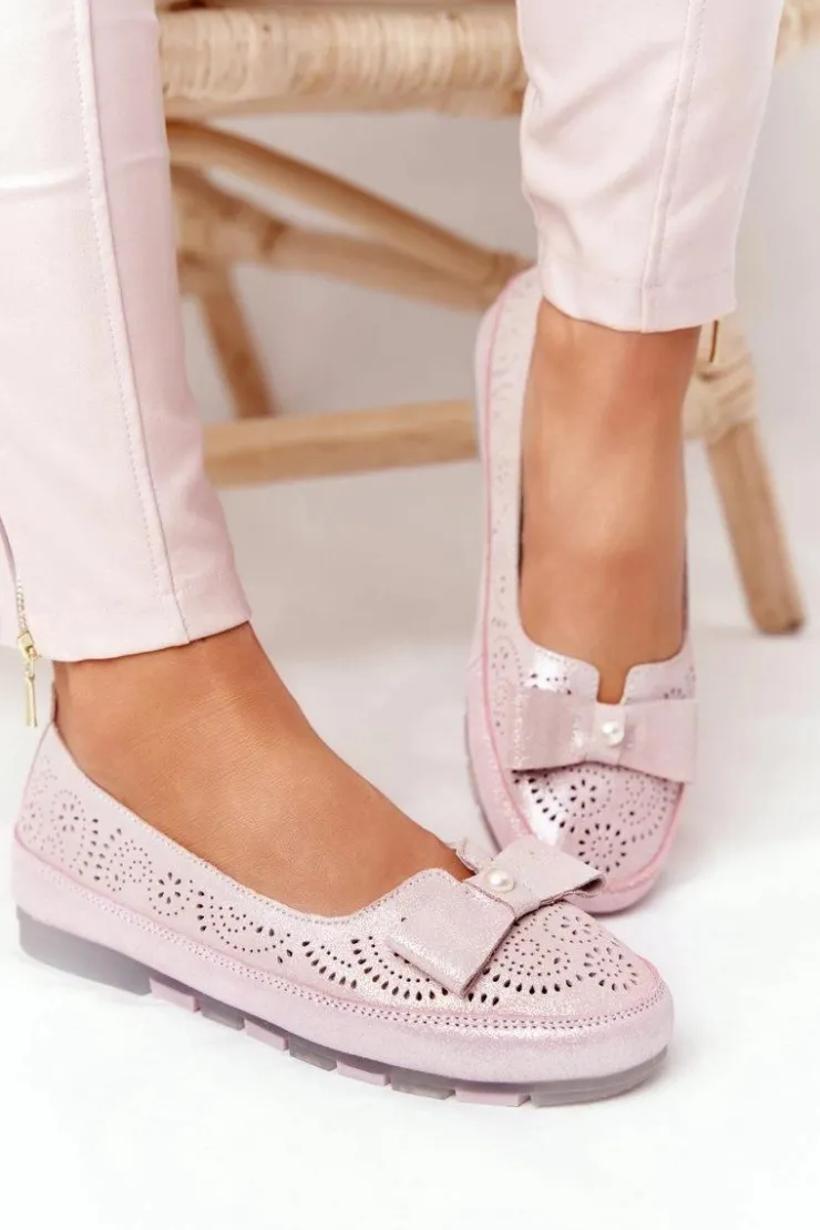 Sale Evento Skórzane Baleriny RIO FLORE Eco-Friendly Różowe