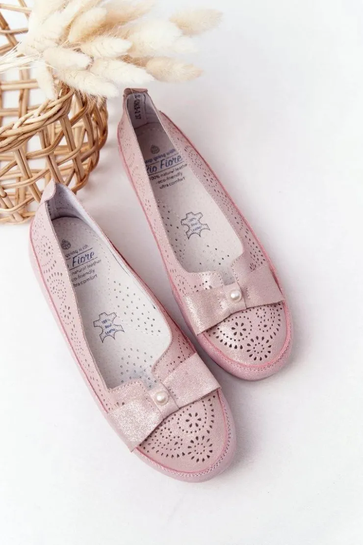 Sale Evento Skórzane Baleriny RIO FLORE Eco-Friendly Różowe