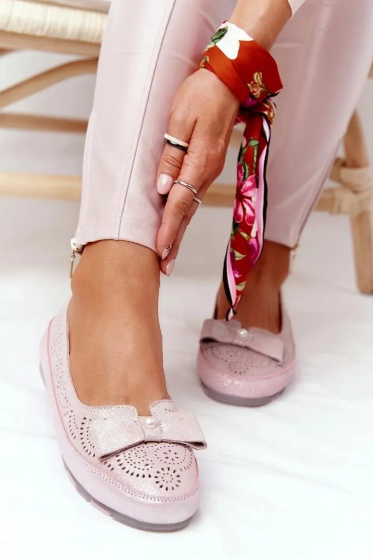 Sale Evento Skórzane Baleriny RIO FLORE Eco-Friendly Różowe