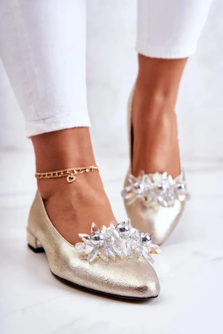 Boto Baleriny Skórzane|Baleriny Klasyczne*Skórzane Baleriny Z Elegancką Ozdobą Złote Millany