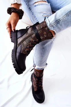 Boto Botki Sznurowane|Czarne Botki*Skórzane Botki Brązowo-Czarne Lonevis