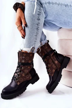 Boto Botki Sznurowane|Czarne Botki*Skórzane Botki Brązowo-Czarne Lonevis