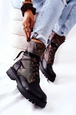 Boto Botki Sznurowane|Czarne Botki*Skórzane Botki Brązowo-Czarne Lonevis