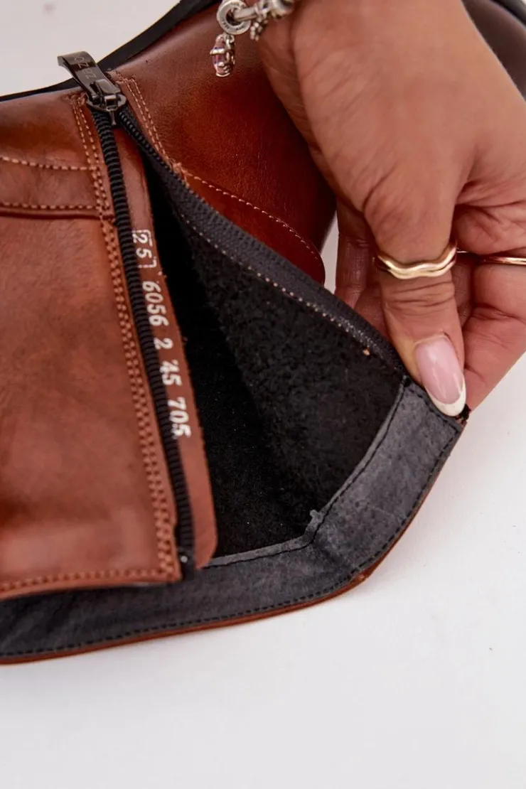 Clearance Zazoo Skórzane Botki Damskie Na Obcasie Z Klamrą 60562 Brązowe