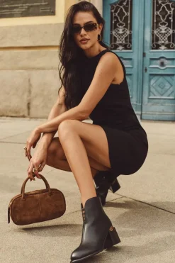 Damskie Buty damskie Vinceza Skórzane Botki Damskie Na Słupku Vinceza 66811 Czarne