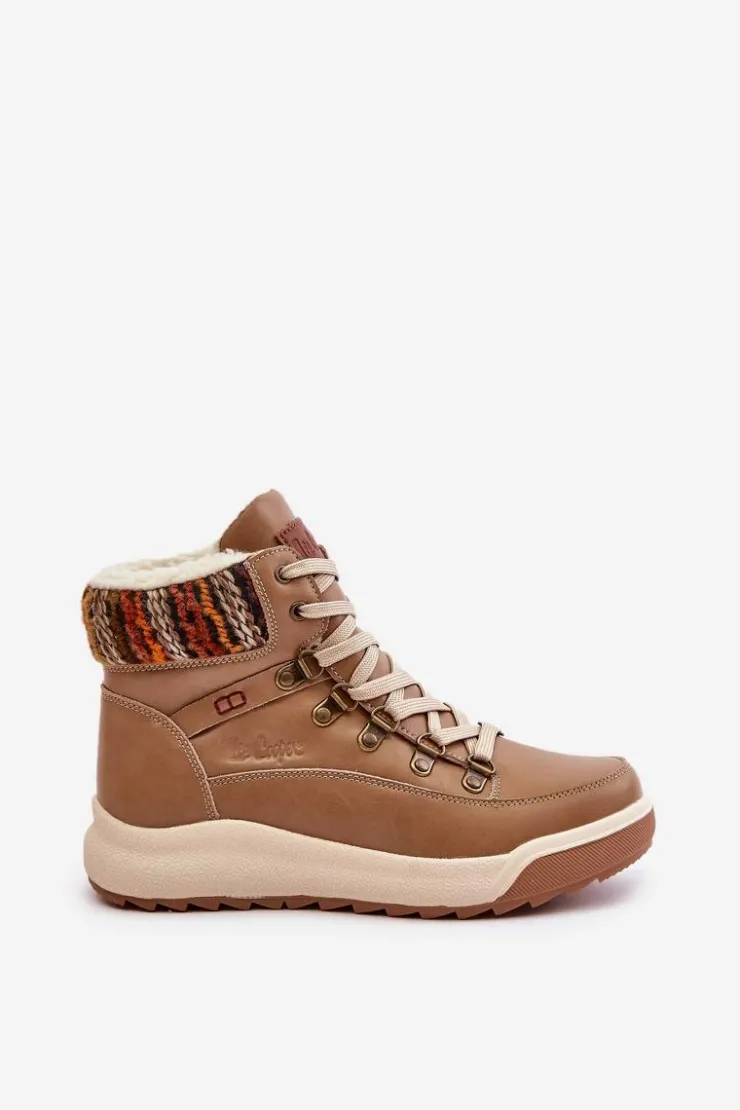 Damskie Lee Cooper Skórzane Botki Damskie Ocieplane LCJ-24-01-2985 Beżowe