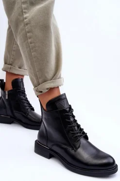 Damskie Buty damskie Vinceza Skórzane Botki Damskie Workery Czarne Tedrick