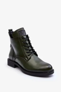Buty damskie Vinceza Botki Płaskie|Botki Workery*Skórzane Botki Damskie Workery Zielone Tedrick