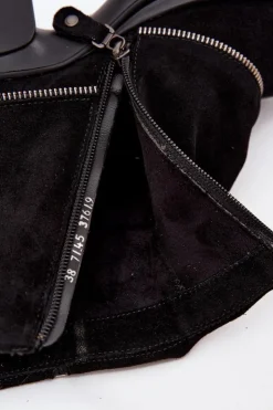 Maciejka Botki Ocieplane|Botki Maciejka*Skórzane Botki Damskie Z Wywiniętą Cholewką 07145-01 Czarne Czarny