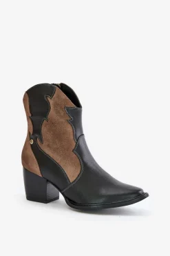 Best Maciejka Skórzane Botki Kowbojki Na Słupku 06694-02 Brązowe