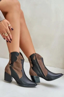 Best Maciejka Skórzane Botki Kowbojki Na Słupku 06694-02 Brązowe