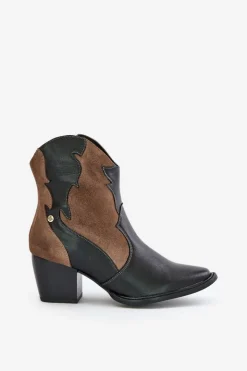 Best Maciejka Skórzane Botki Kowbojki Na Słupku 06694-02 Brązowe