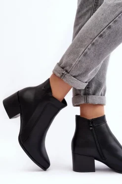 Discount Buty Sergio Leone Skórzane Botki Na Niskim Obcasie Czarne Cidi