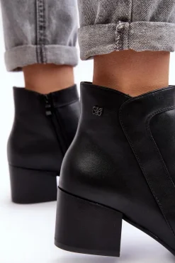 Discount Buty Sergio Leone Skórzane Botki Na Niskim Obcasie Czarne Cidi