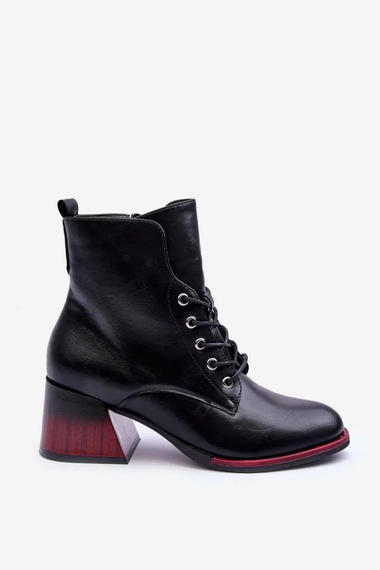 Buty damskie Vinceza Czarne Botki|Botki Na Obcasie*Skórzane Botki Na Obcasie Czarne Luloshe