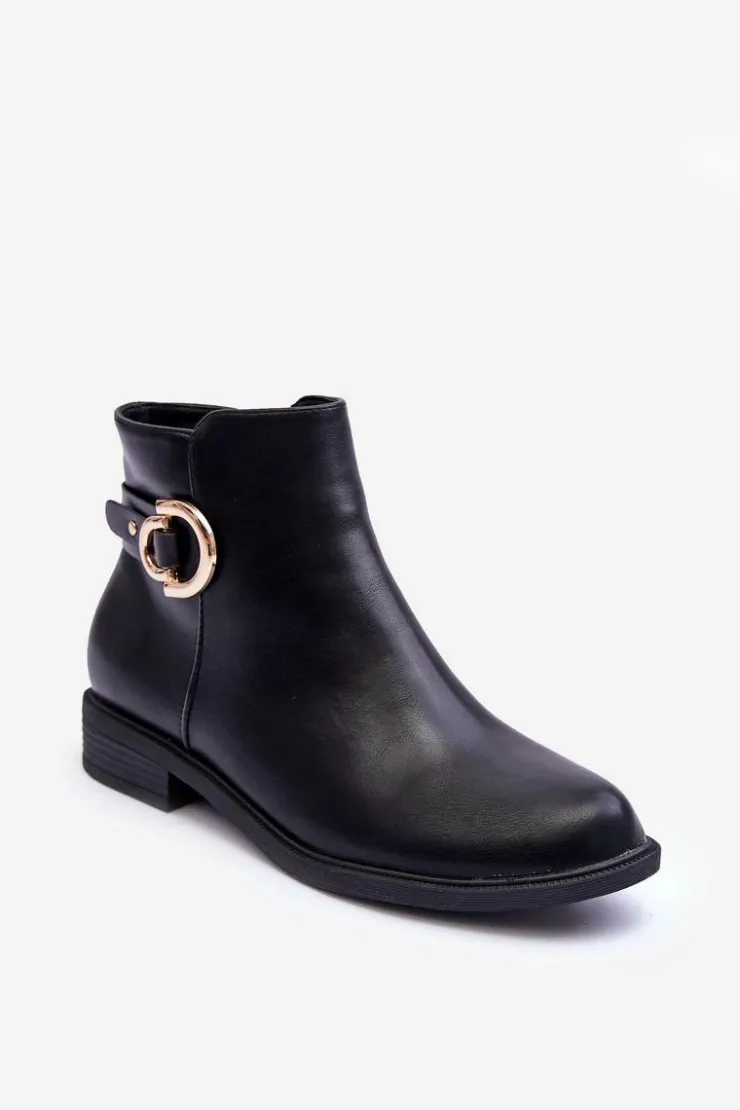 Boto Brązowe I Beżowe Botki|Botki Płaskie*Skórzane Botki Na Płaskim Obcasie Czarne Meronei Czarny