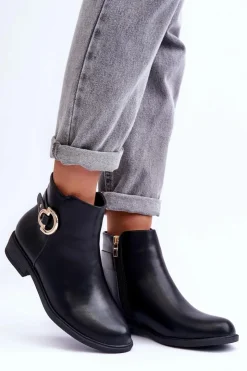 Boto Brązowe I Beżowe Botki|Botki Płaskie*Skórzane Botki Na Płaskim Obcasie Czarne Meronei Czarny