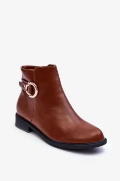 Boto Brązowe I Beżowe Botki|Botki Płaskie*Skórzane Botki Na Płaskim Obcasie Brązowe Meronei