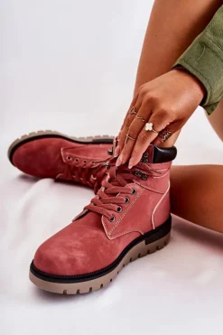 Boto Czarne Botki|Botki Zimowe Damskie*Skórzane Botki Na Platformie Czerwone Ressa