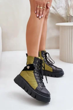 Clearance Maciejka Skórzane Botki Na Platformie 06751-01 Czarne