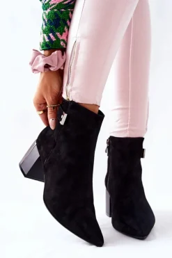 Laura Messi Botki Na Słupku|Czarne Botki*Skórzane Botki Na Słupku Czarne 2354