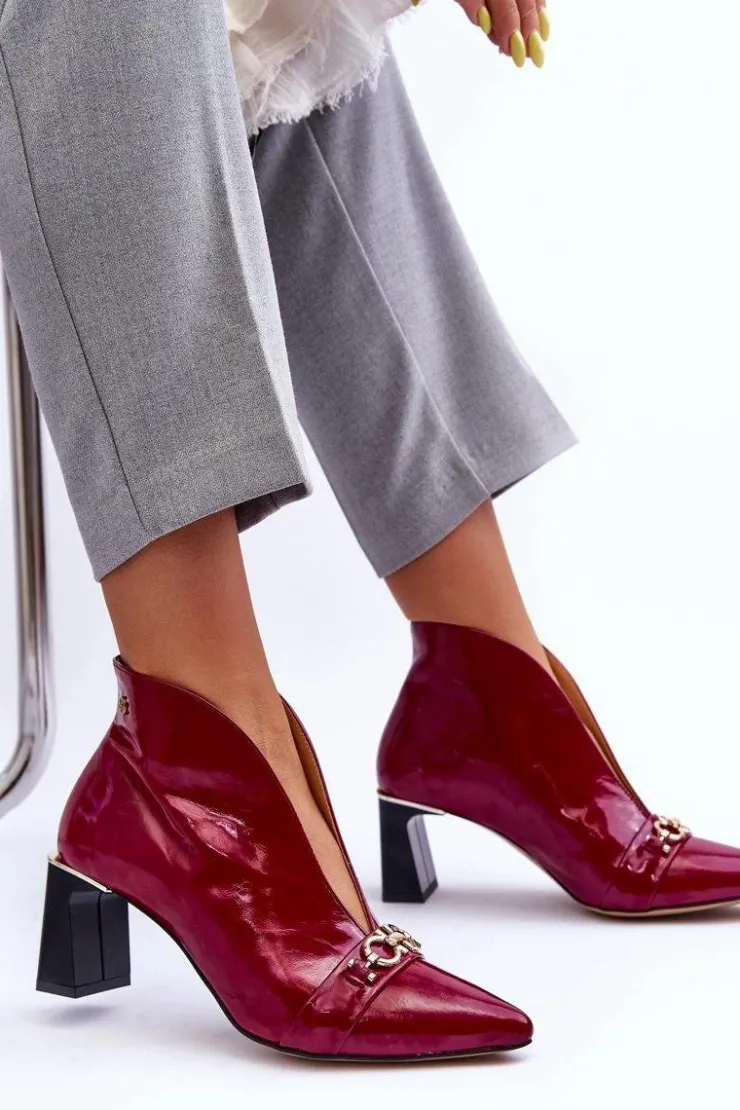 Maciejka Botki Skórzane|Botki Na Słupku*Skórzane Botki Na Słupku 05262-15 Fuksja Różowy