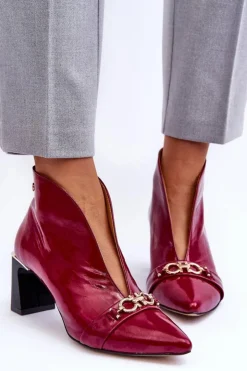 Maciejka Botki Skórzane|Botki Na Słupku*Skórzane Botki Na Słupku 05262-15 Fuksja Różowy